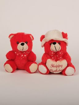 DukieKooky - Super Cute & Adorable Pack of 2 Red Teddy Bear Plush Toy (Pack of 2) (2-6 Years)