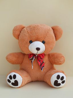DukieKooky - Super Cute & Adorable Rust Teddy Bear with Bow Plush Soft Toy (2-6 Years)