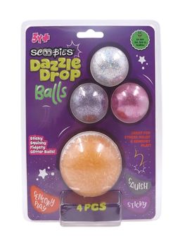SCOOBIES - Dazzle Drop Balls: Glitter Squishy Balls (Pack of 4) (3-12 Years)