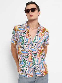 Campus Sutra - Men Multicolour Abstract Foliage Shirt