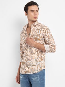 Campus Sutra - Men Brown Contrast Lines Shirt