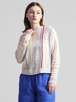 ONLY - Cream Embroidered Knit Pullover