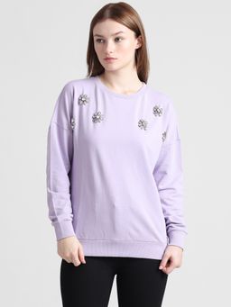 ONLY - Purple Floral Embellished Sweatshirt