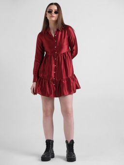 ONLY - Dark Red Satin Mini Dress