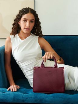 Paco Madamo - Maroon Solid Pu Handbag with Detachable Strap