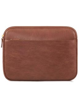 ABELARDO DE MODA - Tan Solid Leather 14 Inch Laptop Sleeve