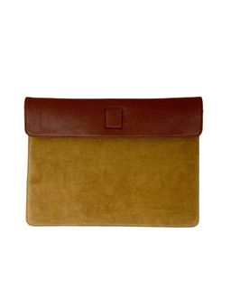 ABELARDO DE MODA - Tan Solid Leather 14 Inch Laptop Sleeve
