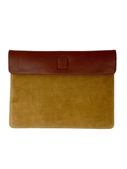 ABELARDO DE MODA - Tan Solid Leather 16 Inch Laptop Sleeve