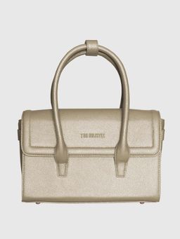 THE HOLISTIK - Gold Solid Leather Handbag with Detachable Strap