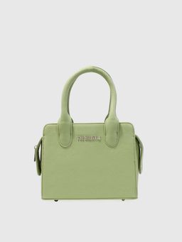 THE HOLISTIK - Green Solid Leather Handbag with Detachable Strap