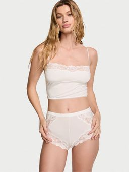 Victoria's Secret - White Modal and Lace Trim Straight-Neck Cami & Shorts (Set of 2)