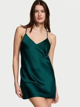 Victoria's Secret - Green Satin Open-Back Night Dress