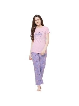 evolove - Women Cotton Purple Night Top & Capri (Set of 2)