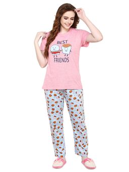 evolove - Women Cotton Multi-Color Night Top & Capri (Set of 2)