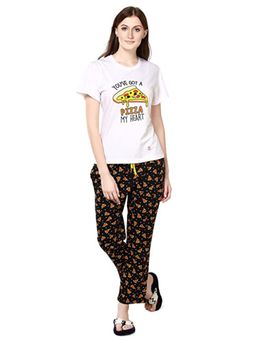 evolove - Women Black White Night Top & Capri (Set of 2)