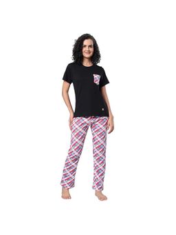 evolove - Women Black Cotton Night Top & Capri (Set of 2)