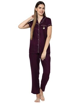 evolove - Women Viscose Blend Night Wine Shirt & Capri (Set of 2)
