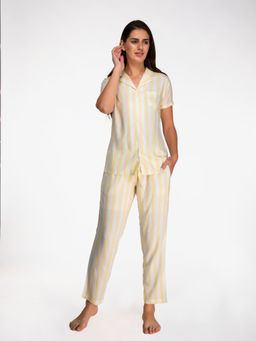 evolove - Women Viscose Blend Night White Shirt & Capri (Set of 2)