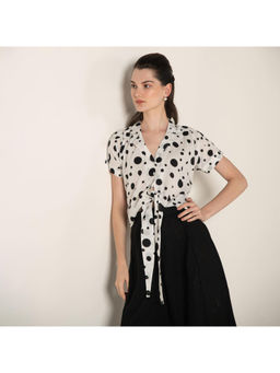 EKOHUM - Polka Dot Cotton White Crop Top