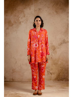 EKOHUM - Modal Full Sleeves Orange Co-Ord Set