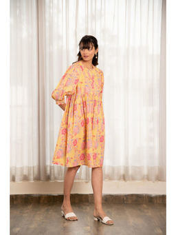 EKOHUM - Floral Print Yellow Dress
