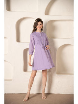 EKOHUM - Cotton Short Lavender Dress