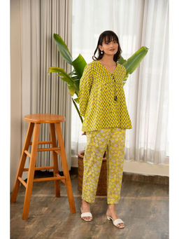 EKOHUM - Printed Cotton Yellow Co-Ord Set