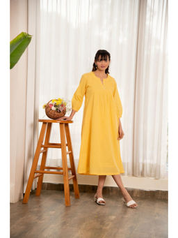 EKOHUM - Handloom Fabric Yellow Dress