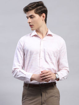 Monte Carlo - Mens Pink Solid Full Sleeve Cotton Casual Shirt
