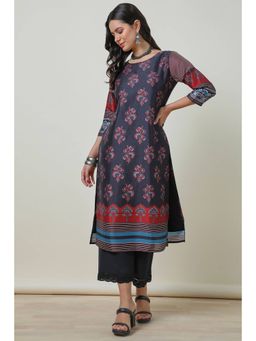 Soch - Womens Multi-Color Silk Blend Floral Print Kurta