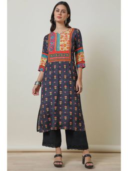 Soch - Womens Multi-Color Viscose Floral- Sequined Kurta