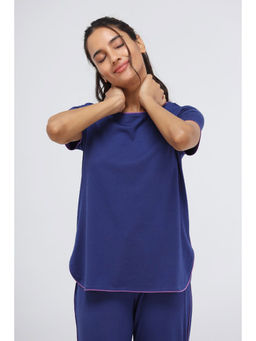 NeceSera - Sadalight Blue Supima Piping Lounge Top