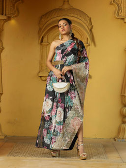 MONK & MEI - Black Floral Maxi Dress