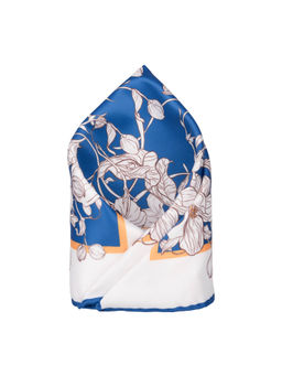 The Tie Hub - Blue with White Floral Microfiber Pocket Square