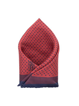 The Tie Hub - Red with Navy Blue Polka Silk Pocket Square