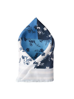 The Tie Hub - Blue shades with Floral Design Silk Pocket Square