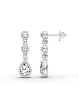 Sparkles - Lab Grown Diamond 1.67 Pear Shape Dangle Earrings 14K White Gold