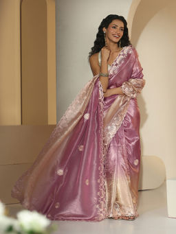 Libas - Women Lavender Ombre Zari Embroidered Saree
