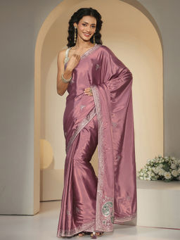 Libas - Women Pink Floral Embroidered Saree