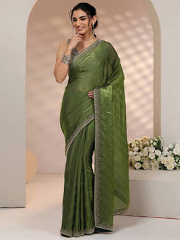 Libas - Women Green Embellished Stone Work Saree