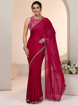 Libas - Women Pink Solid Stone Work Saree