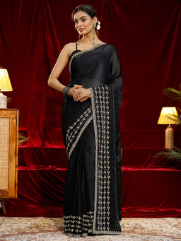 Libas - Women Black Embellished Stone Work Saree