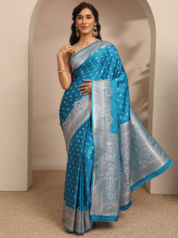 Libas - Women Blue Ethnic Motif Zari Woven Saree