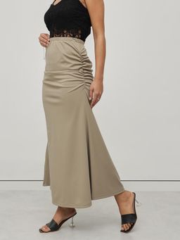 Twenty Dresses by Nykaa Fashion - Women Solid Khaki Trumpet Maxi Skirt