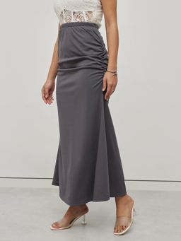 Twenty Dresses by Nykaa Fashion - Women Solid Charcoal Trumpet Maxi Skirt