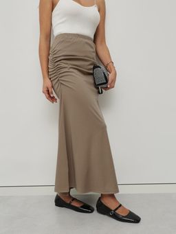 Twenty Dresses by Nykaa Fashion - Women Solid Beige Trumpet Maxi Skirt