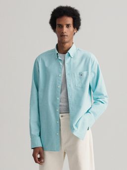 GANT - Men Blue Solid Regular Fit Shirt