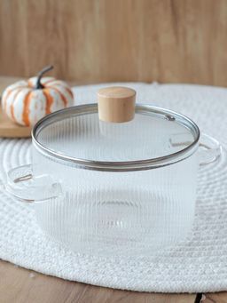 Ekhasa - Transparent White Borosilicate Glass Cookware Pot with Lid