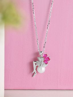 Zavya - Ruby Clover Lady 925 Sterling Silver Cz Necklace