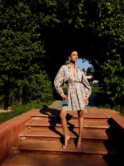 MEDHA BATRA - Multi-Color Printed Full Sleeves Dress (Set of 2)